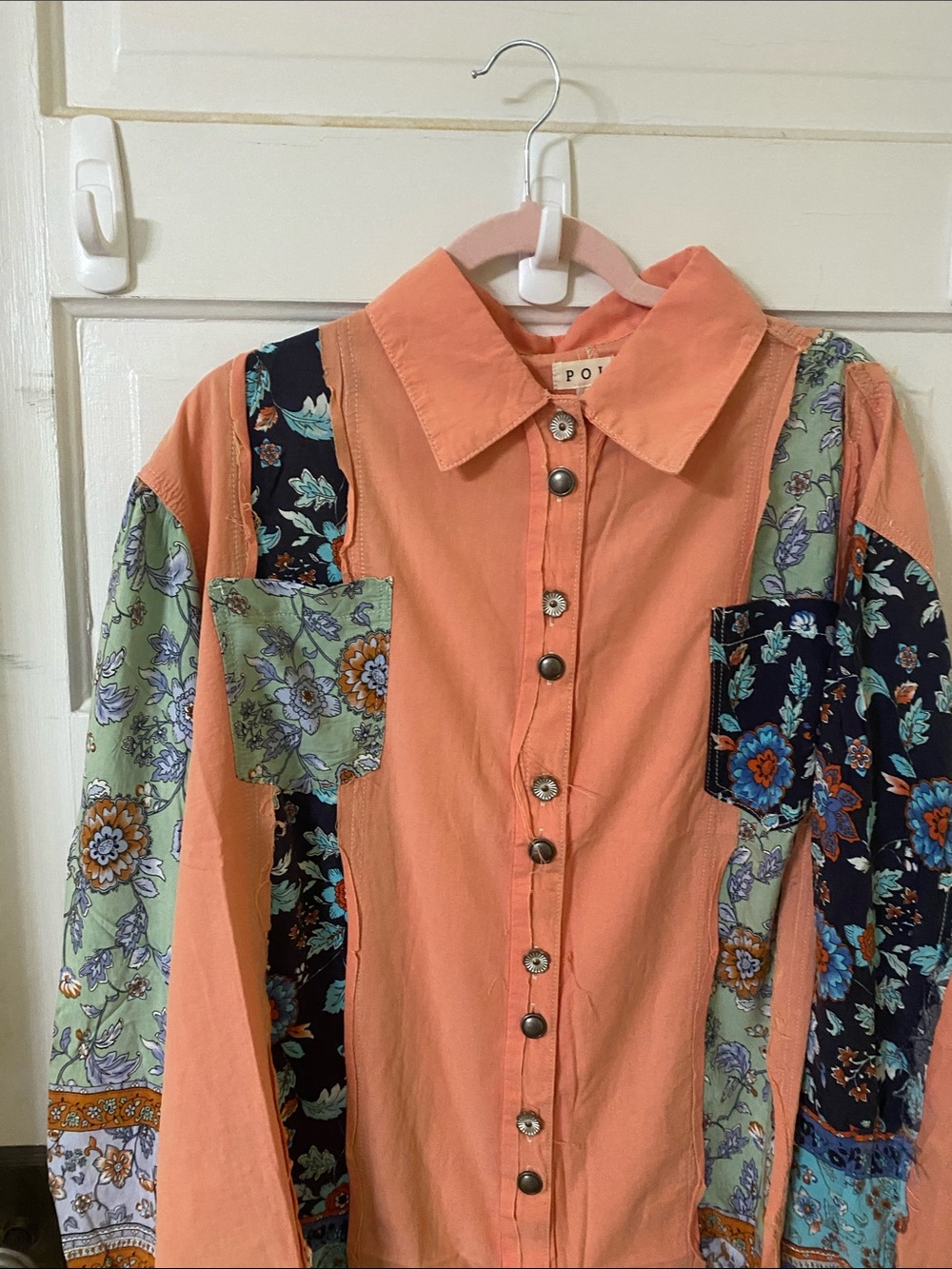 POL Boho Patchwork Button-Down Shirt - Picture 3 of 8